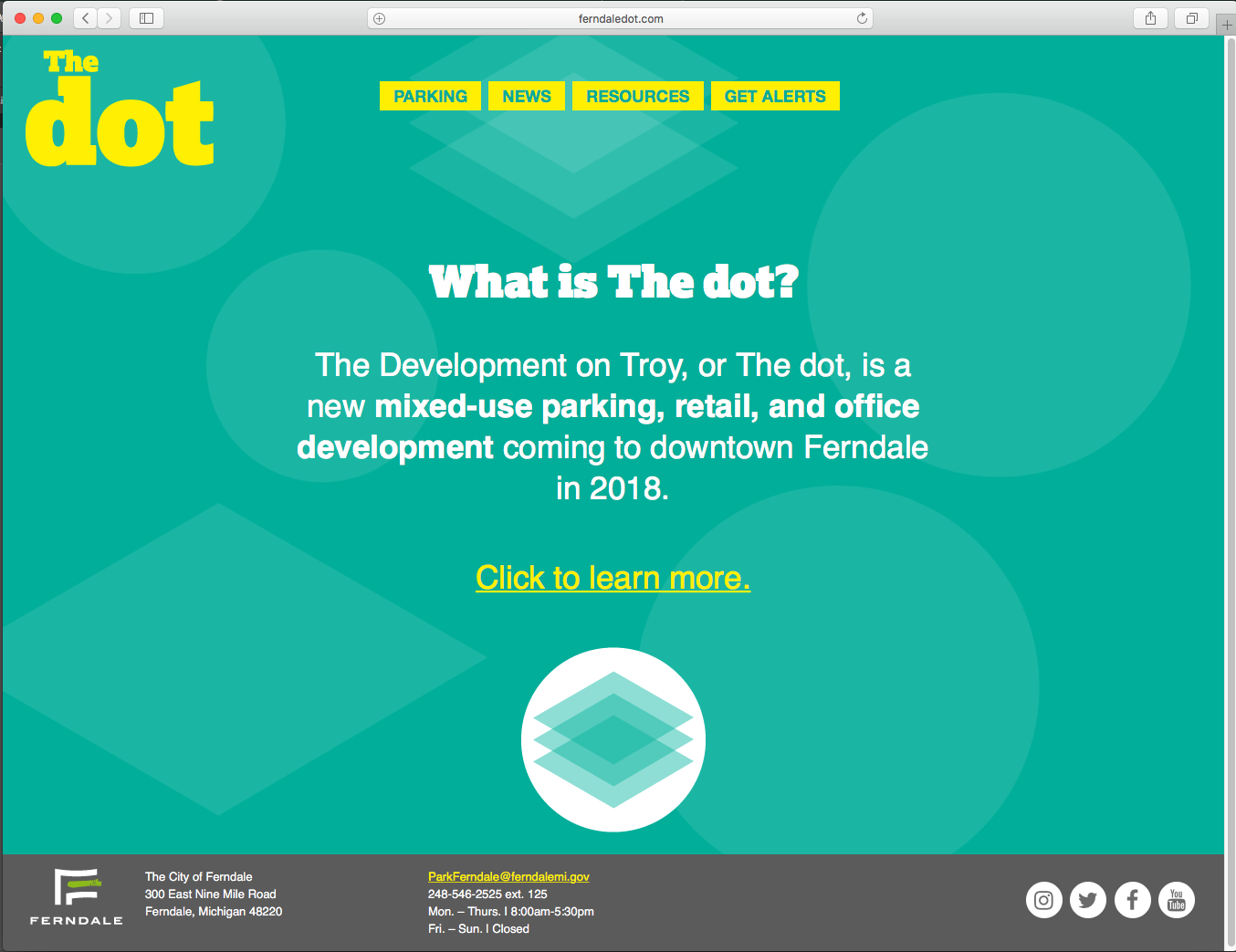 Homepage of the DOT website giving a brief description of the project.